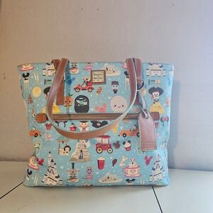 Dooney Bourke Disney 2021 Walk In the Park blue tote Disneyland icons zipper